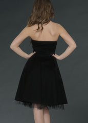 Black strapless corset lace-up gothic dress, dark aesthetic alternative fashion outfit