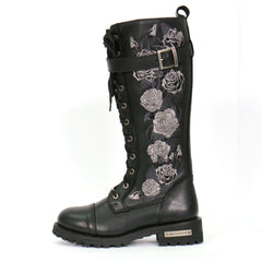 black leather boots embroidered 