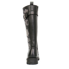 Wild Roses Women's Black Knee High Leather Boots