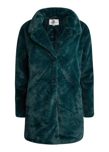 Green faux fur coat boho teddy furry cozy winter penny lane 70s 