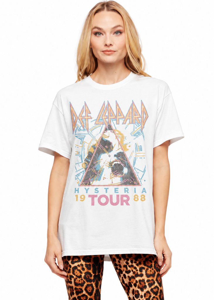Def Leppard 1988 Hysteria Tour Oversized Band Tee in Gray – vintage distress wash heavyweight cotton