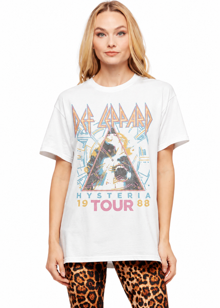 Def Leppard 1988 Hysteria Tour Oversized Band Tee in Gray – vintage distress wash heavyweight cotton