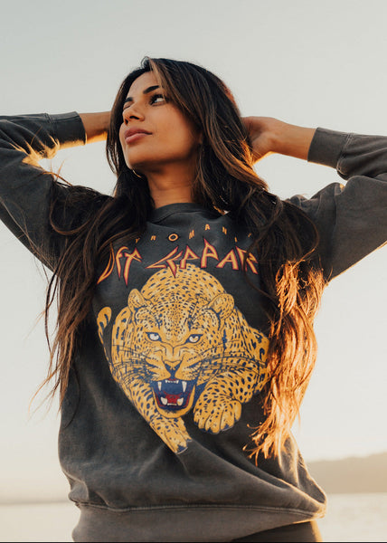 def Leppard Sweater sweatshirt womens rockstar festival concert wear 