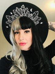 black goth alternative clothing moon fern hat summer beach gothic bat castlecore medieval fantasy royalcore fairytale cottagecore 