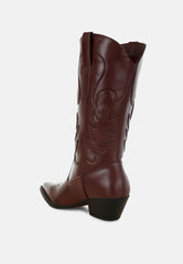 Ponsies Embroidered Cowboy Calf Boots