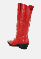 Ponsies Embroidered Cowboy Calf Boots