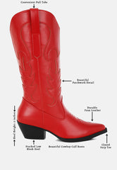 Ponsies Embroidered Cowboy Calf Boots