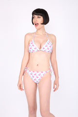 Flamingo Print String Bikini Tropical Retro Swimwear
