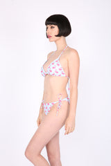 Flamingo Print String Bikini Tropical Retro Swimwear