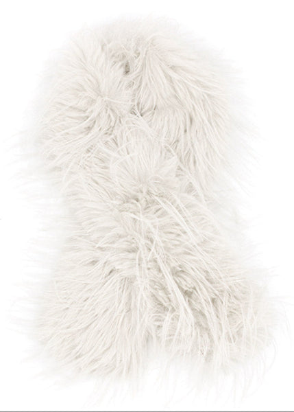 Close-up of a white fluffy rug on a white background