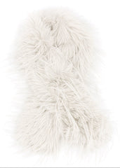 Close-up of a white fluffy rug on a white background