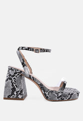 Such A Flirt Snake Print Block Heel Sandals