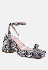 Such A Flirt Snake Print Block Heel Sandals