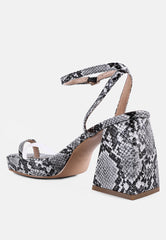Such A Flirt Snake Print Block Heel Sandals