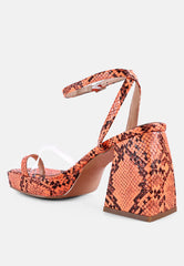 Such A Flirt Snake Print Block Heel Sandals