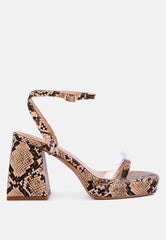 Such A Flirt Snake Print Block Heel Sandals