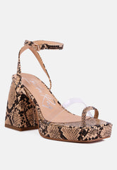 Such A Flirt Snake Print Block Heel Sandals