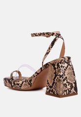 Such A Flirt Snake Print Block Heel Sandals