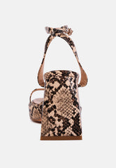 Such A Flirt Snake Print Block Heel Sandals