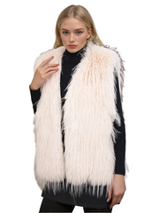 Shaggy Vest boho rockstar wife country music festival outfit idea concert look faux fur plush 