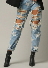 star ripped denim jeans festival rocker blue jean concert outfit 