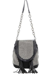 Rhinestone convertible backpack purse with sparkle embellishments and chain strap