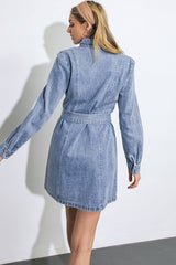 long sleeve denim dress 60s