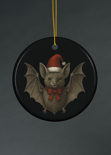 Christmas Bat Ceramic Ornament