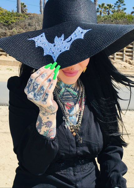 bat goth summer hat floppy beach 