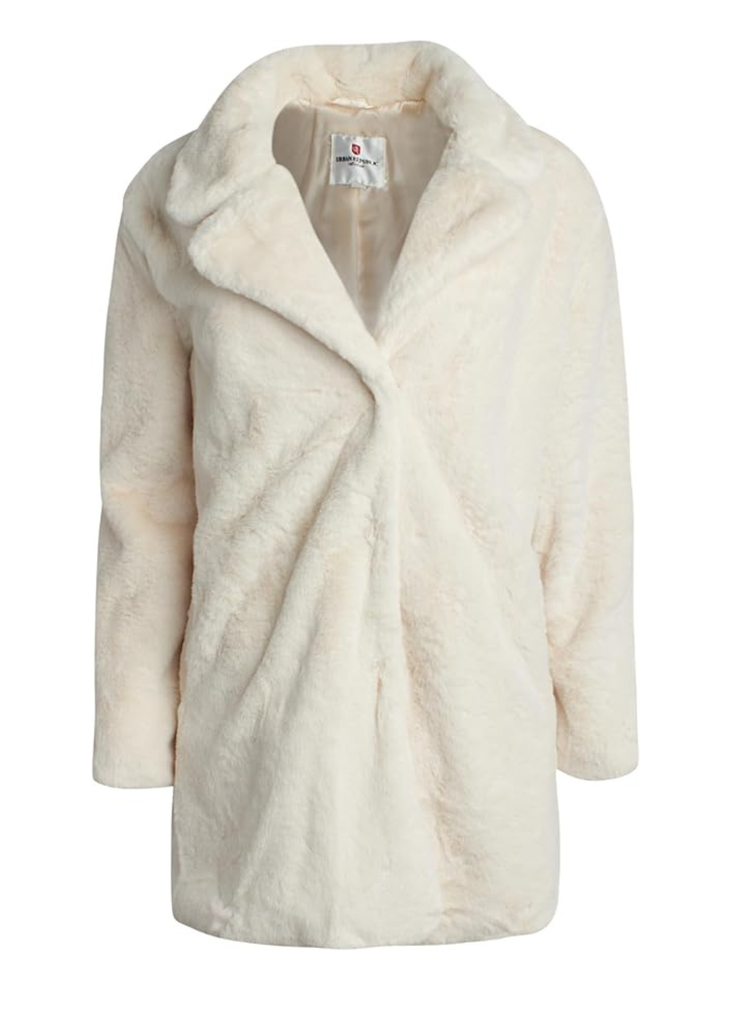 Frost beige plush faux fur shaggy jacket teddy coat 