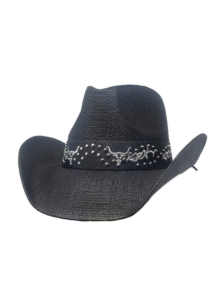 black straw cowboy hat