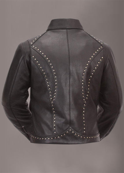 black leather jacket with studs
