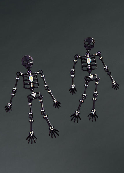 Gothic crystal skull drop earrings for Halloween and alternative fashion
