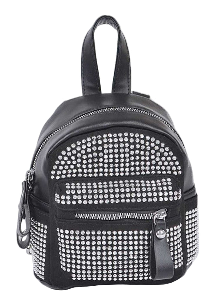 cute black mini backpack purse Black Studded Small Fashion Backpack - Edgy Style Statement