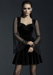 Flowerchild – Schwarzes Maxikleid mit V-Ausschnitt und Spitzendetails
