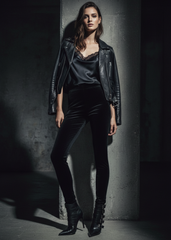 Black Velvet Leggings — Dark Rock-Luxe Editorial