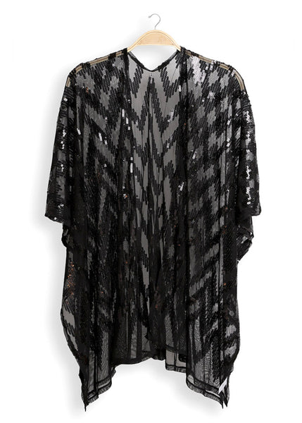 black sequin kimono glitter festival boho California style duster 