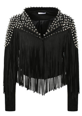 black fringe studded moto jacket festival rocker alternative goth clothing gothic 