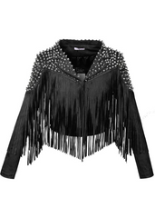 black fringe studded moto jacket festival rocker alternative goth clothing gothic 