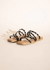 black studded sandals slides beach pool sand summer vacation edgy goth rocker 