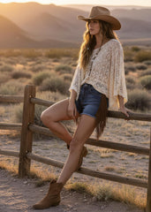 Blue fringe denim shorts women – western cowgirl jean shorts with suede fringe, stretch fit, made in USA

