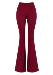 Burgundy bell bottom pants high waisted 70s flare - front view