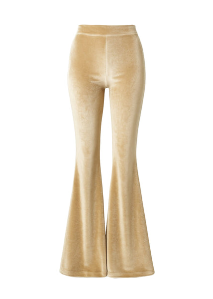 Beige velvet flared pants boho rocker rockstar wife soft womens 