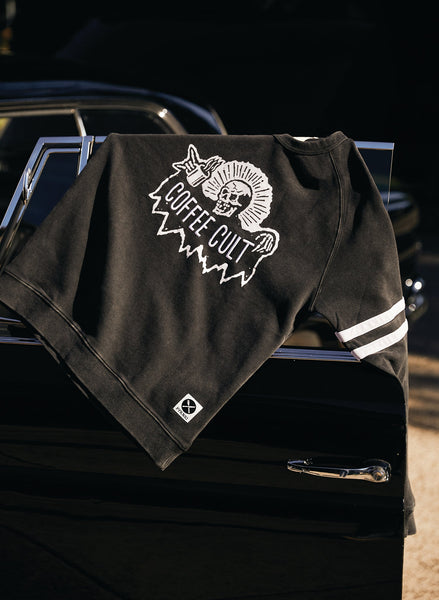 coffee cult sweater sweatshirt black skull goth pyknic womens 