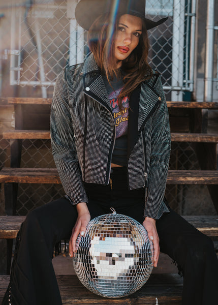rhinestone leather jacket
