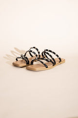 Black Studded Flat Slides Sandals