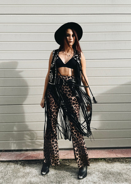 festival fringe skirt black leather belt coachella 