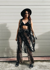 festival fringe skirt black leather belt coachella 
