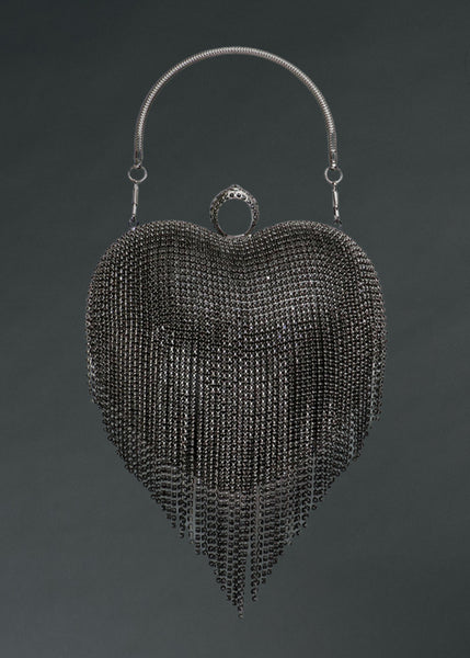 fringe heart clutch goth heavy metal bag Womens 