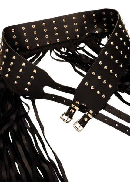 Black Studded Fringe Belt Women Vegan Leather  Festival concert outfit bohemian wedding guest